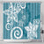 Polynesia Shower Curtain Hippie Blue Tribal Turtle Floral Pattern