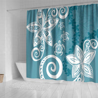 Polynesia Shower Curtain Hippie Blue Tribal Turtle Floral Pattern LT05 - Polynesian Pride