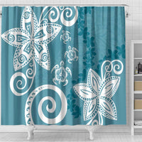 Polynesia Shower Curtain Hippie Blue Tribal Turtle Floral Pattern LT05 - Polynesian Pride