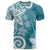 Polynesia T Shirt Hippie Blue Tribal Turtle Floral Pattern