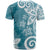 Polynesia T Shirt Hippie Blue Tribal Turtle Floral Pattern