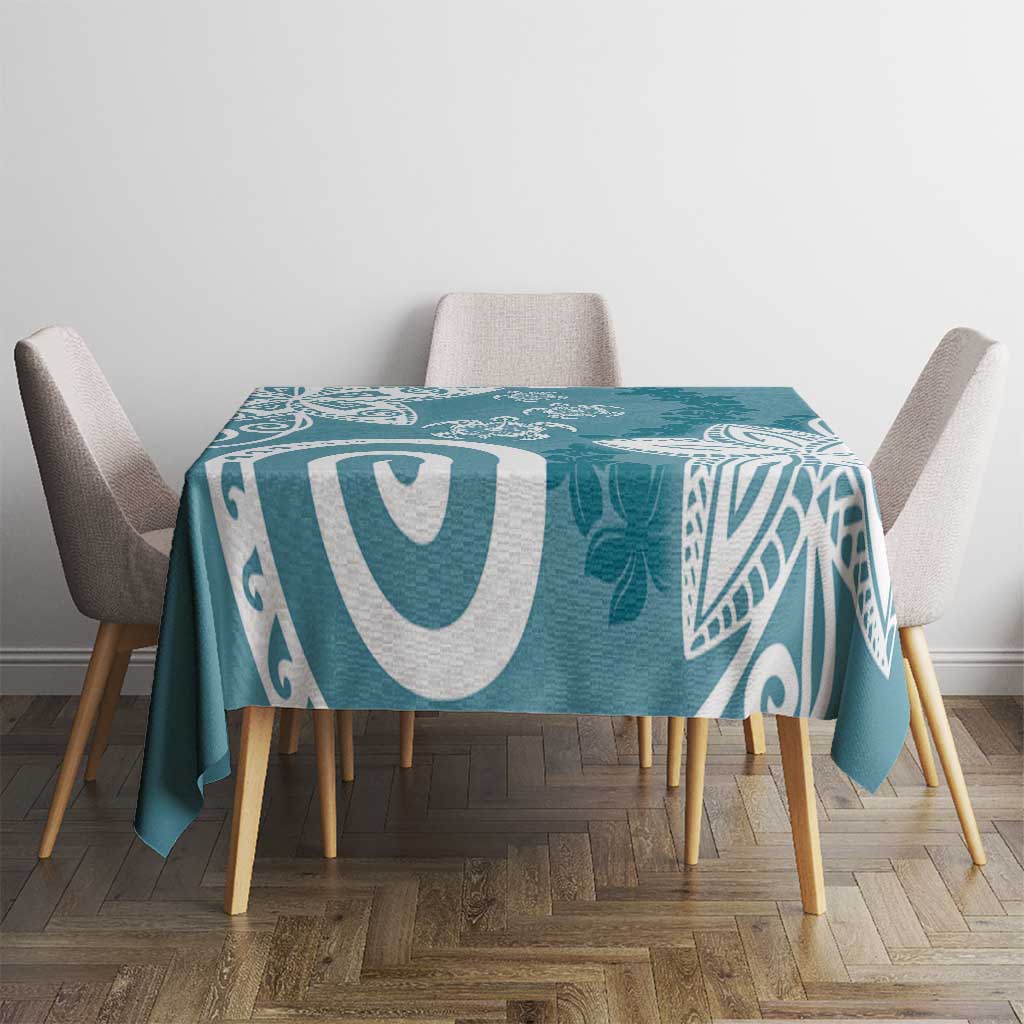 Polynesia Tablecloth Hippie Blue Tribal Turtle Floral Pattern LT05 - Polynesian Pride
