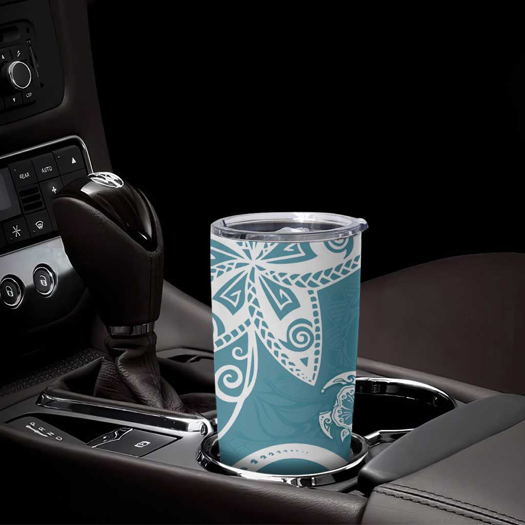 Polynesia Tumbler Cup Hippie Blue Tribal Turtle Floral Pattern LT05 - Polynesian Pride