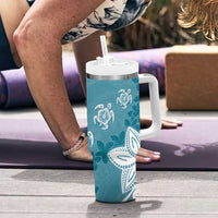 Polynesia Tumbler With Handle Hippie Blue Tribal Turtle Floral Pattern LT05 - Polynesian Pride