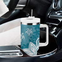 Polynesia Tumbler With Handle Hippie Blue Tribal Turtle Floral Pattern LT05 - Polynesian Pride