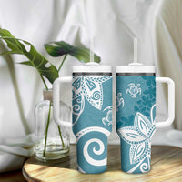 Polynesia Tumbler With Handle Hippie Blue Tribal Turtle Floral Pattern LT05 - Polynesian Pride