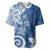 Polynesia Baseball Jersey Blue Tribal Turtle Floral Pattern