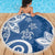 Polynesia Beach Blanket Blue Tribal Turtle Floral Pattern