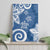 Polynesia Canvas Wall Art Blue Tribal Turtle Floral Pattern