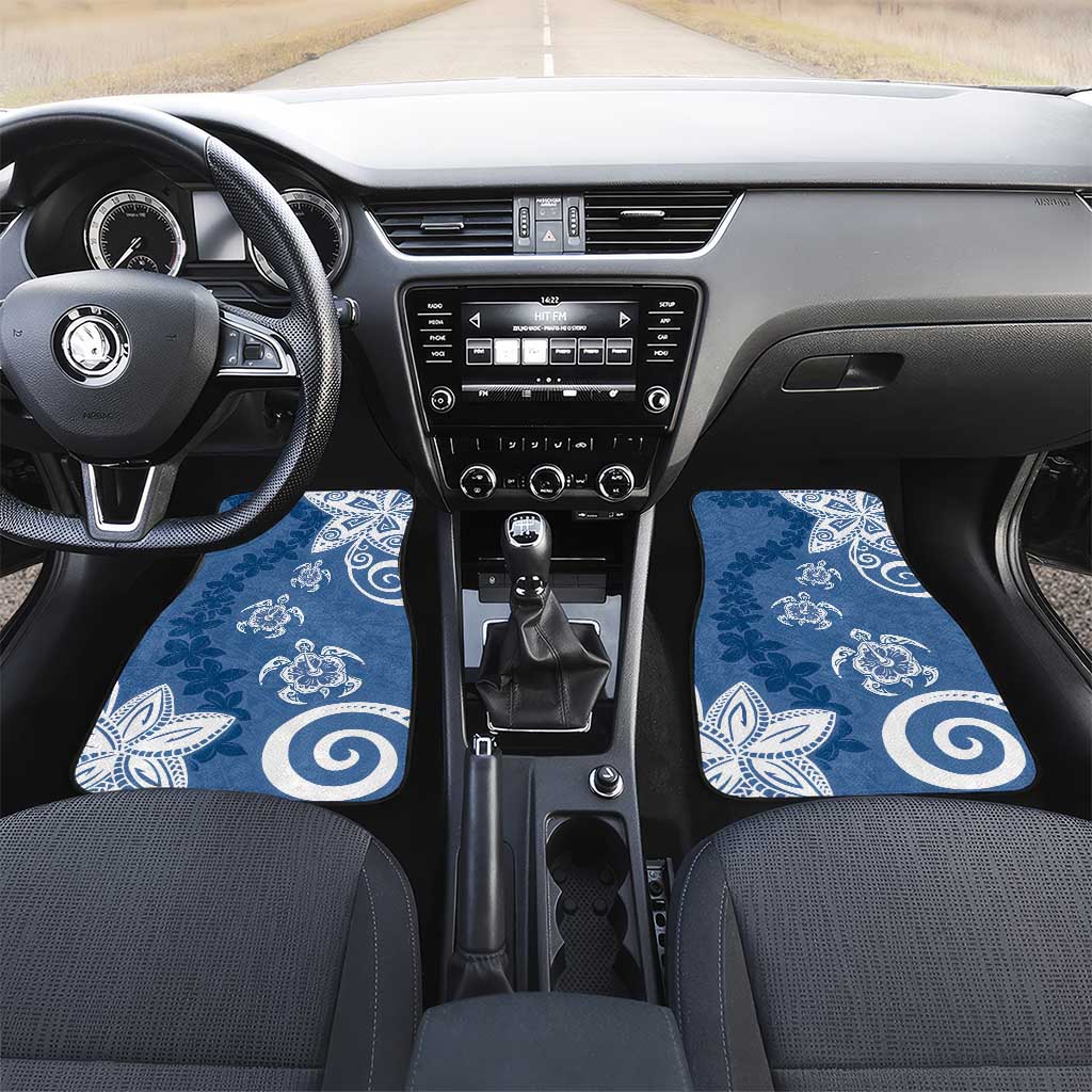 Polynesia Car Mats Blue Tribal Turtle Floral Pattern LT05 Set 2pcs - Front Blue - Polynesian Pride
