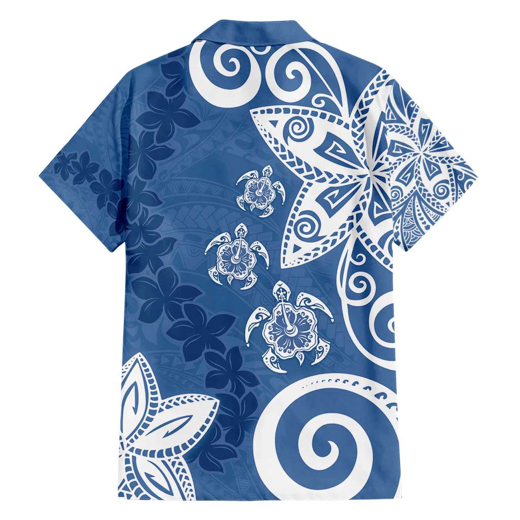 Polynesia Family Matching Short Sleeve Bodycon Dress and Hawaiian Shirt Blue Tribal Turtle Floral Pattern LT05 - Polynesian Pride