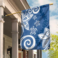 Polynesia Garden Flag Blue Tribal Turtle Floral Pattern LT05 House Flag Blue - Polynesian Pride