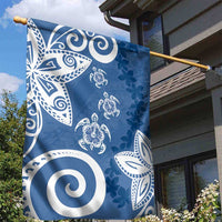 Polynesia Garden Flag Blue Tribal Turtle Floral Pattern LT05 - Polynesian Pride