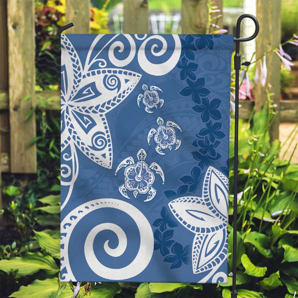 Polynesia Garden Flag Blue Tribal Turtle Floral Pattern LT05 Garden Flag Blue - Polynesian Pride