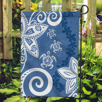 Polynesia Garden Flag Blue Tribal Turtle Floral Pattern LT05 Garden Flag Blue - Polynesian Pride