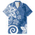 Polynesia Hawaiian Shirt Blue Tribal Turtle Floral Pattern