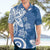 Polynesia Hawaiian Shirt Blue Tribal Turtle Floral Pattern