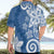 Polynesia Hawaiian Shirt Blue Tribal Turtle Floral Pattern