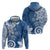 Polynesia Hoodie Blue Tribal Turtle Floral Pattern