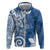 Polynesia Hoodie Blue Tribal Turtle Floral Pattern