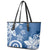 Polynesia Leather Tote Bag Blue Tribal Turtle Floral Pattern