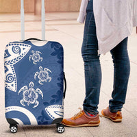 Polynesia Luggage Cover Blue Tribal Turtle Floral Pattern