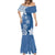 Polynesia Mermaid Dress Blue Tribal Turtle Floral Pattern