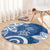 Polynesia Round Carpet Blue Tribal Turtle Floral Pattern