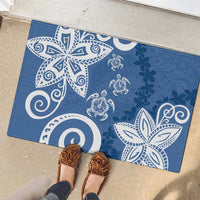 Polynesia Rubber Doormat Blue Tribal Turtle Floral Pattern LT05 - Polynesian Pride