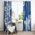 Polynesia Window Curtain Blue Tribal Turtle Floral Pattern