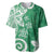 Polynesia Baseball Jersey Green Tribal Turtle Floral Pattern