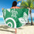 Polynesia Beach Blanket Green Tribal Turtle Floral Pattern