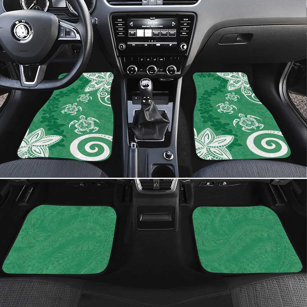 Polynesia Car Mats Green Tribal Turtle Floral Pattern