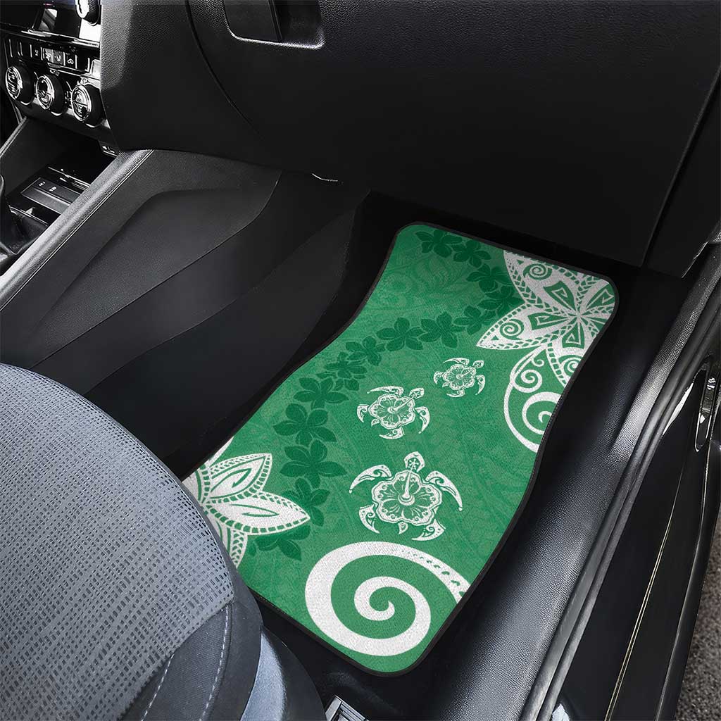 Polynesia Car Mats Green Tribal Turtle Floral Pattern LT05 - Polynesian Pride