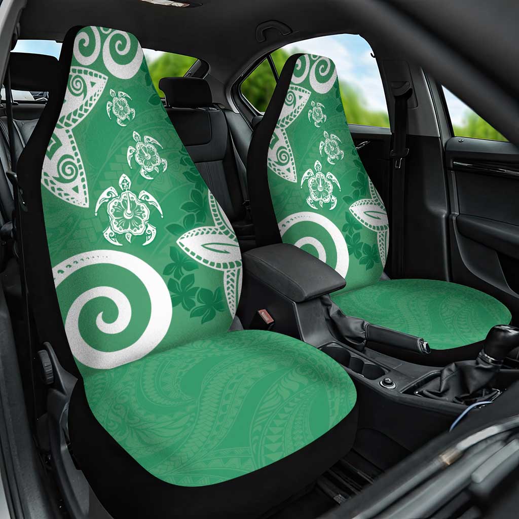 Polynesia Car Seat Cover Green Tribal Turtle Floral Pattern