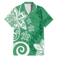 Polynesia Family Matching Mermaid Dress and Hawaiian Shirt Green Tribal Turtle Floral Pattern LT05 Dad's Shirt - Short Sleeve Green - Polynesian Pride
