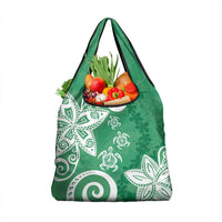 Polynesia Grocery Bag Green Tribal Turtle Floral Pattern