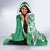 Polynesia Hooded Blanket Green Tribal Turtle Floral Pattern