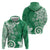 Polynesia Hoodie Green Tribal Turtle Floral Pattern