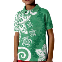 Polynesia Kid Polo Shirt Green Tribal Turtle Floral Pattern LT05 Kid Green - Polynesian Pride