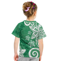 Polynesia Kid T Shirt Green Tribal Turtle Floral Pattern LT05 - Polynesian Pride