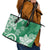 Polynesia Leather Tote Bag Green Tribal Turtle Floral Pattern