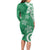 Polynesia Long Sleeve Bodycon Dress Green Tribal Turtle Floral Pattern