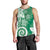 Polynesia Men Tank Top Green Tribal Turtle Floral Pattern