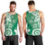 Polynesia Men Tank Top Green Tribal Turtle Floral Pattern