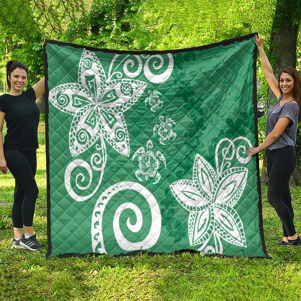 Polynesia Quilt Green Tribal Turtle Floral Pattern LT05 - Polynesian Pride