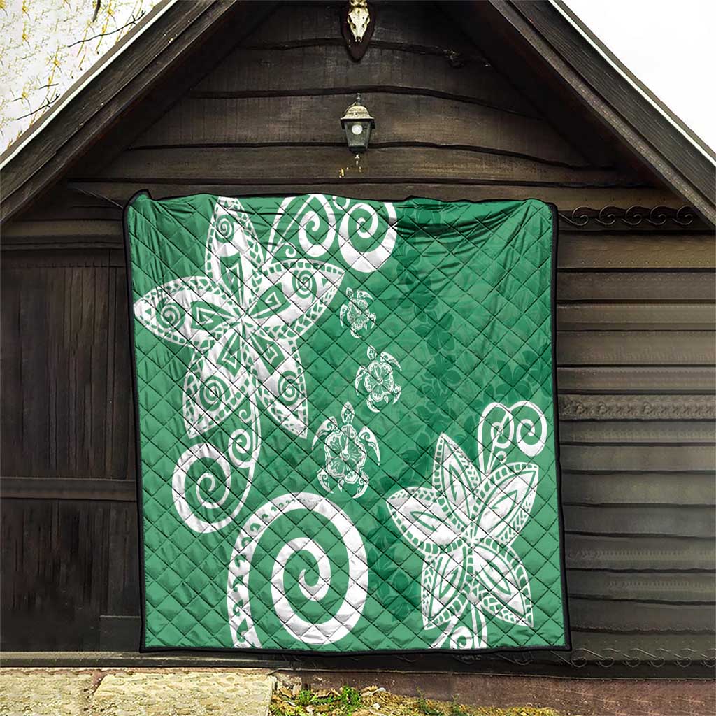 Polynesia Quilt Green Tribal Turtle Floral Pattern LT05 - Polynesian Pride