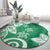 Polynesia Round Carpet Green Tribal Turtle Floral Pattern