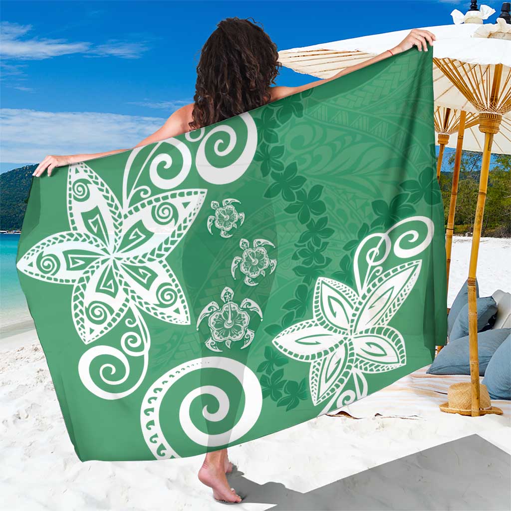 Polynesia Sarong Green Tribal Turtle Floral Pattern
