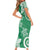 Polynesia Short Sleeve Bodycon Dress Green Tribal Turtle Floral Pattern